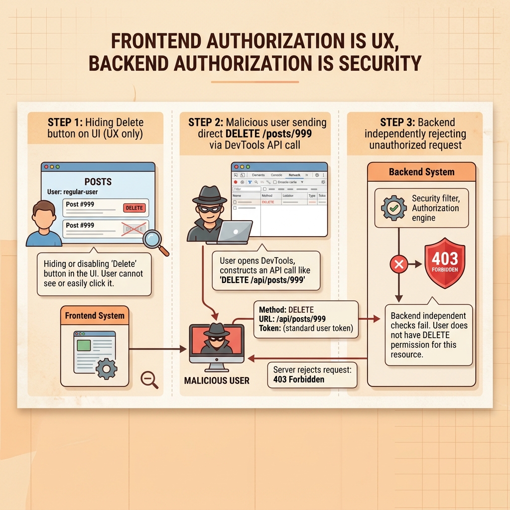 Frontend Authorization is UX, Backend Authorization is Security