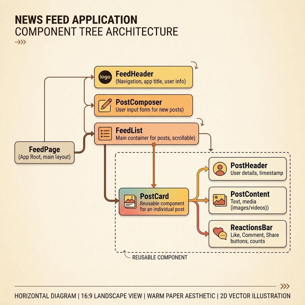 News Feed Component Tree Architecture Diagram
